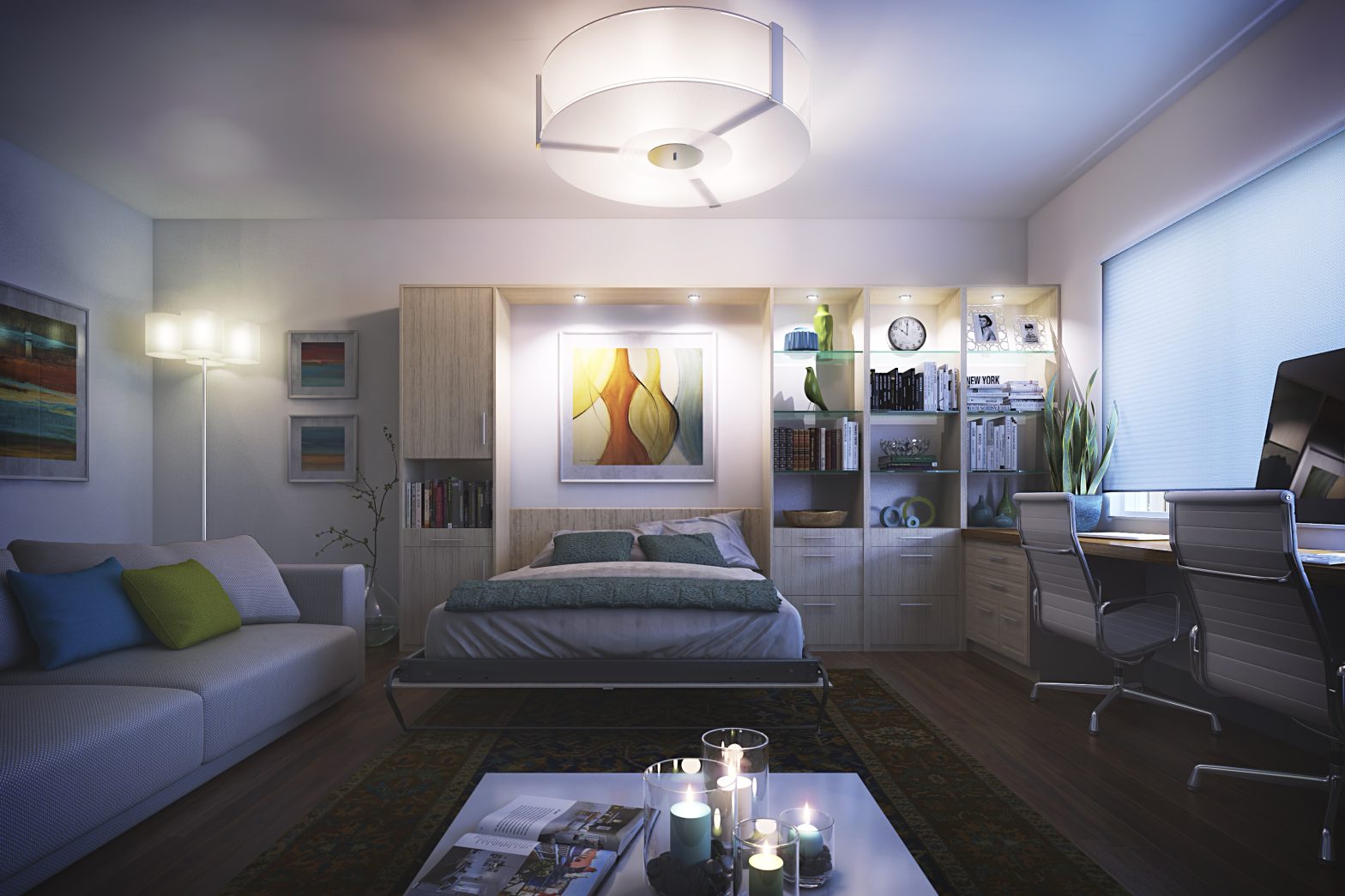 Murphy Bed with shelving and storage